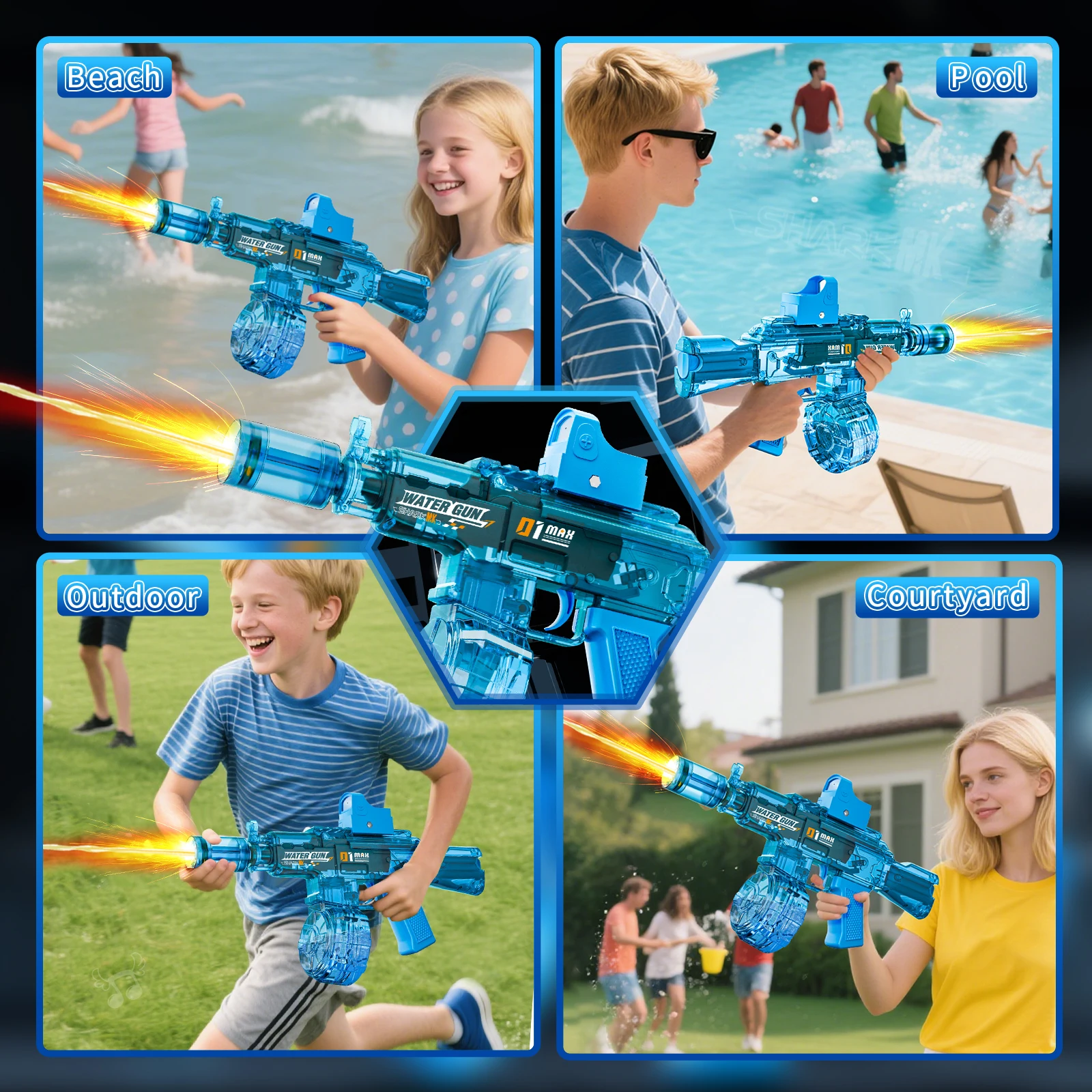 2025 heiß verkaufte elektrische Sprüh- und Wasserpistole für Kinder, simuliert Ton, Lichtpistole, Spielzeug, Outdoor-Aktivitäten, Sprüh-Vibrationspistolen-Spielzeug – Detail 19