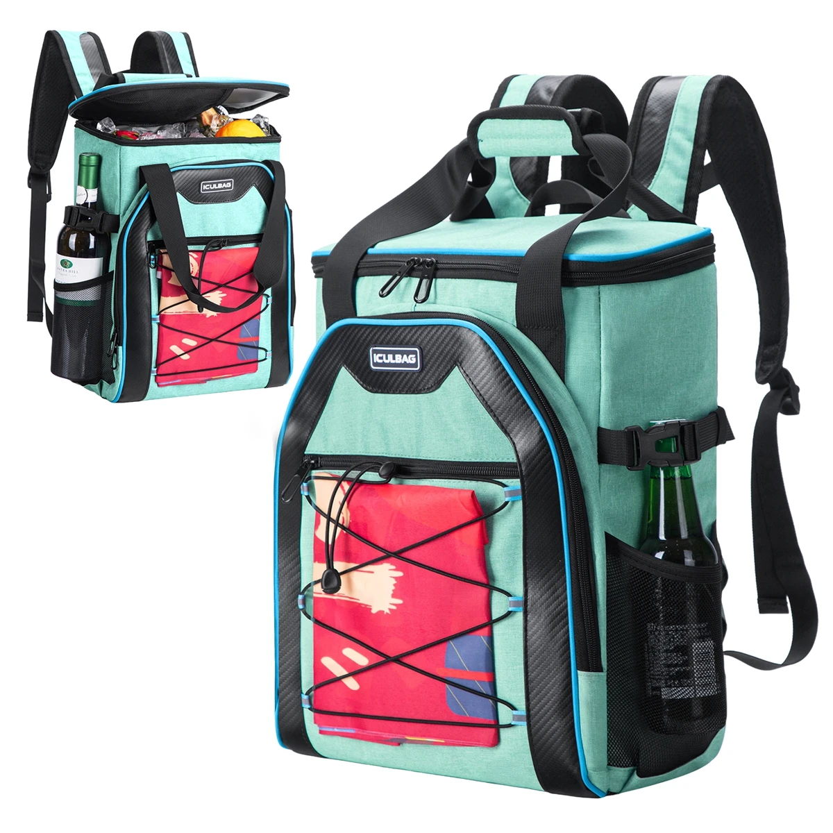 Iculbag Insulated Cooler Backpack for Men Women 20Cans Backpack Cooles Insulated Leak Proof for Beach Travel Camping Hiking
