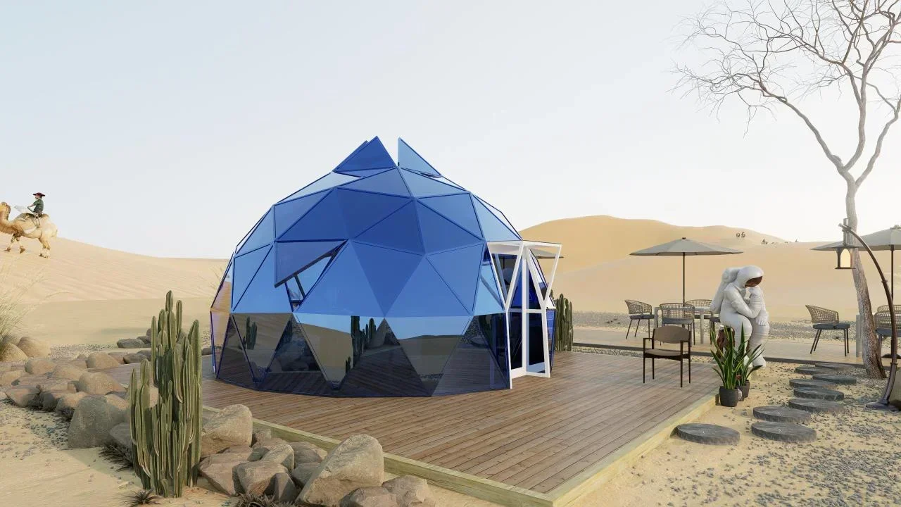 Carpa Domo Moderna de Vidrio Templado Estilo Hotel, Contenedor Duradero, Invernaderos para Alojamiento al Aire Libre, Soláriums para Parques, Baños