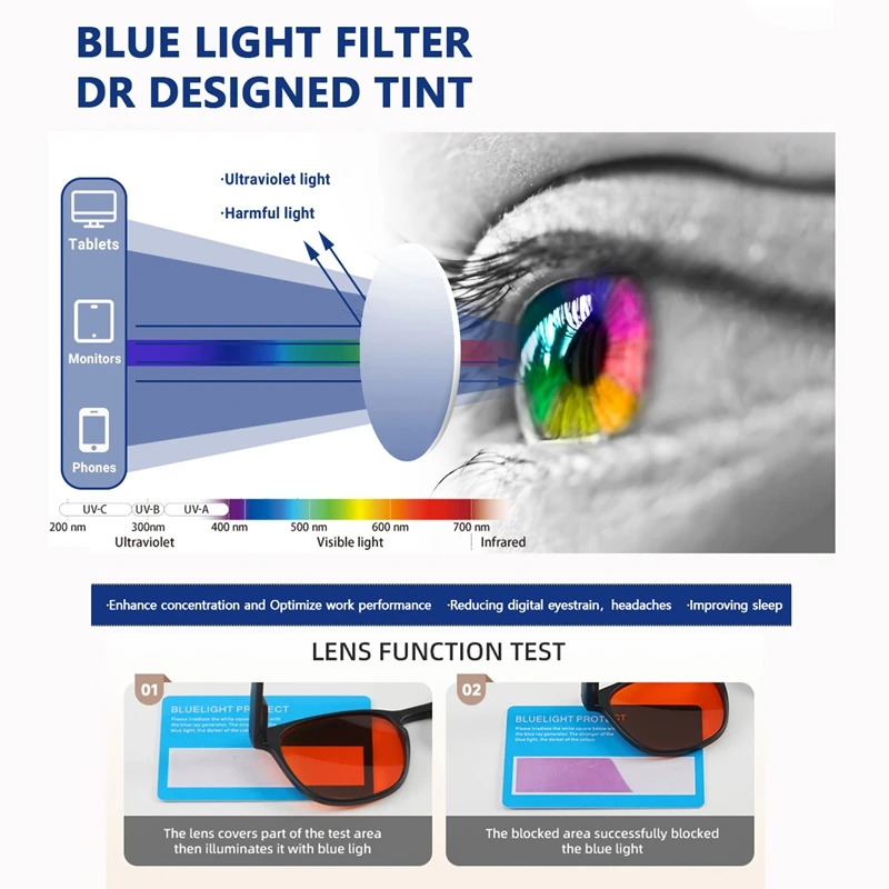 OKH New Anti Blue Light Orange Lens Sleep Glasses Thick Square Frame Anti-reflection Computer Eyeglasses