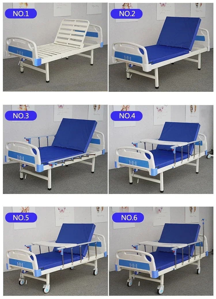 Hospital furniture and equipment, health care steel 2 crank manual two-function hospital bed, elderly medical bed price