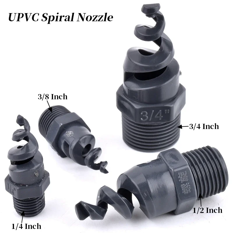 1pcs UPVC Spiral Nozzle PVC Plastic Nozzle PP Anti-clogging Corrosion Resistant Desulfurization Dust Removal Cleaning Spray Head