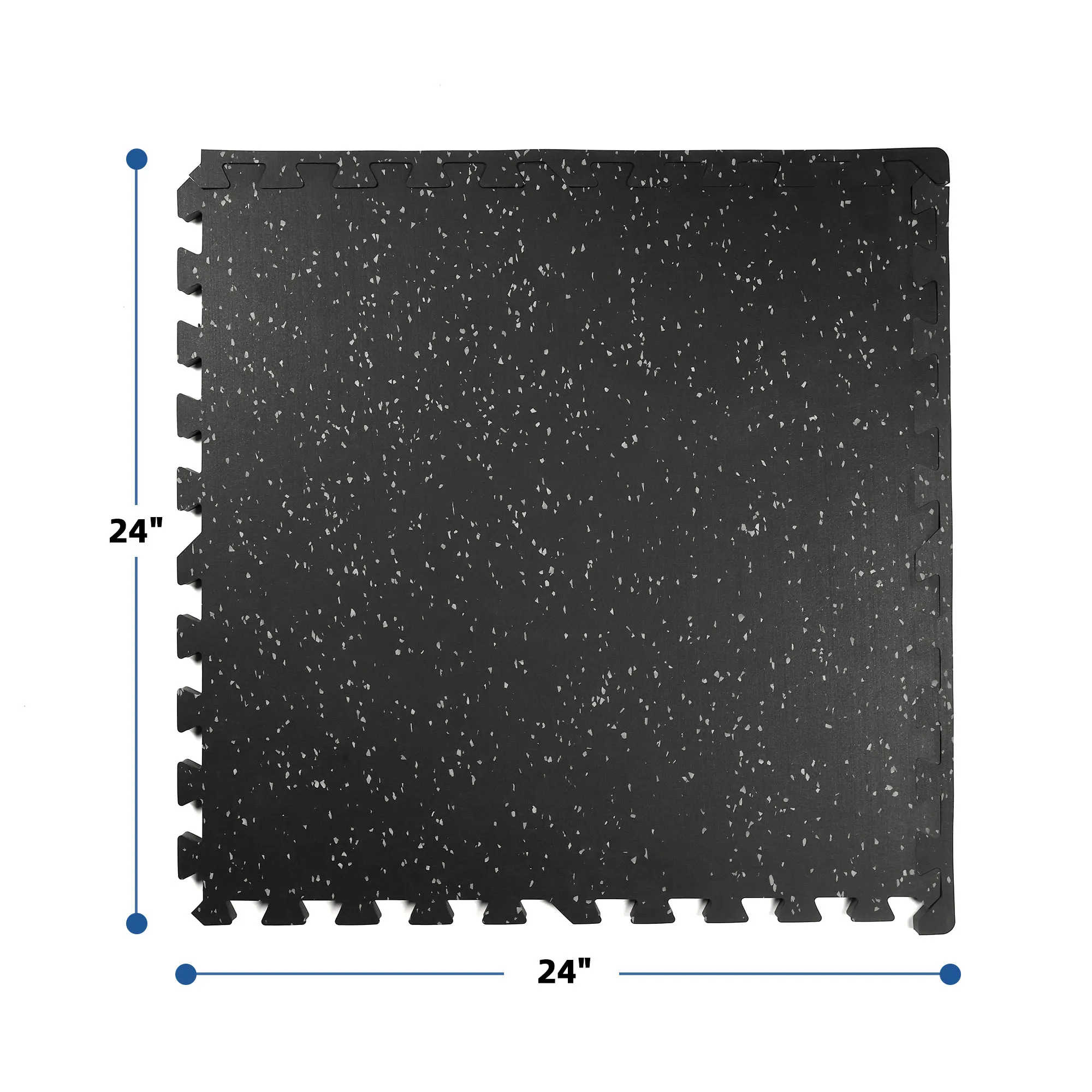 Azulejos de piso de exercício de ginástica interligados de espuma EVA - preto branco 24 x 24 polegadas 0,55 polegadas de espessura - pacote de 12 telhas 48 m2. Pés. Cobertura
