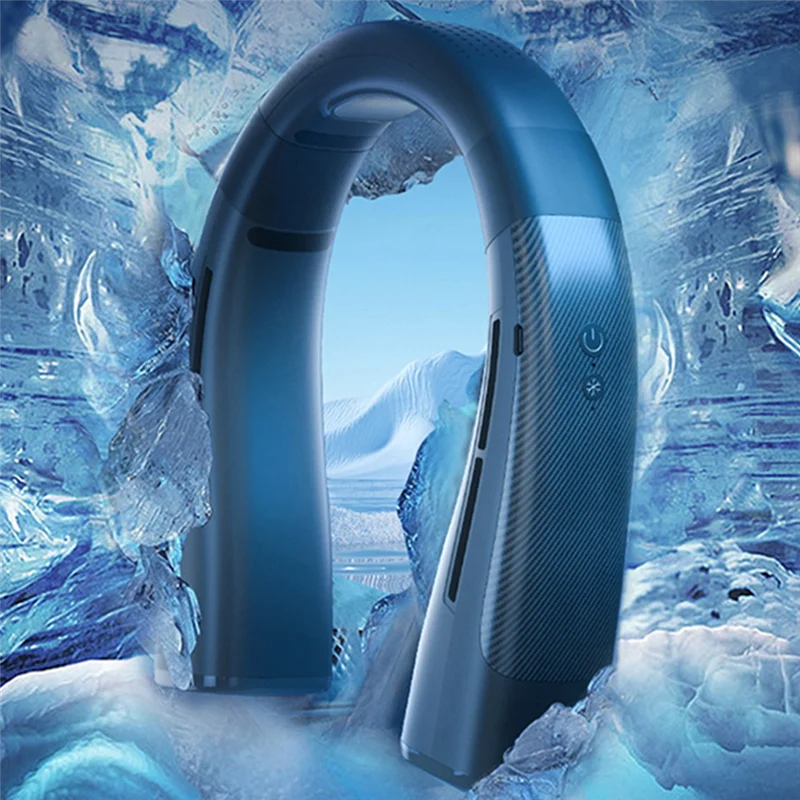 

A80X-4000Mah Hanging Neck Fan Air Conditioner USB Rechargeable Air Cooler 5 Speed Electric Fan For Sports Summer