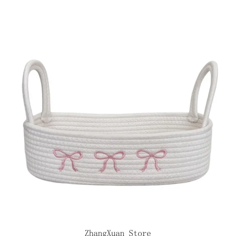 Versatile Woven Storage Basket Available In Pink Grape White Black Color 3XUF