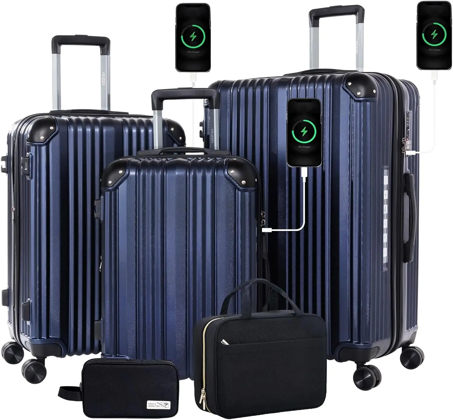 

Набор чемоданов из 3 предметов с двойными вращающимися колесами, расширяемые чемоданы из АБС-пластика + ПК, замок TSA для женщин и мужчин, семейные путешествия