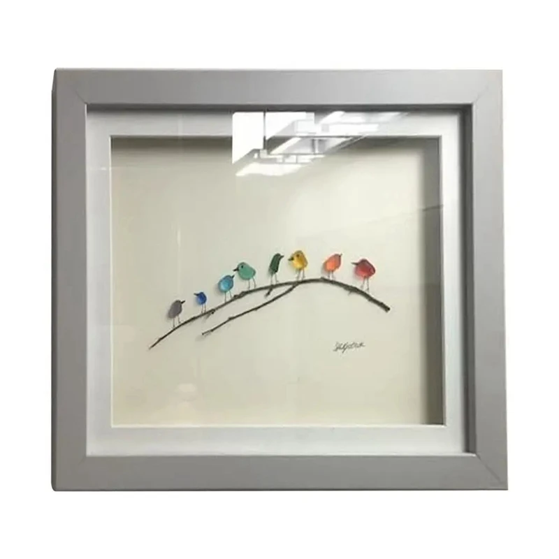 Sea Glass Rainbow Bird Durable Wood Made Wall Art Decor Unique Sea Glass Birds Wall Art elegante accattivante