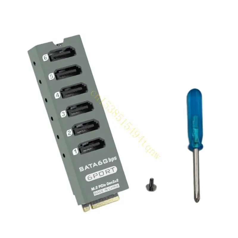 

Fast M.2 PCIe To 6 Port SATA3.0 Adapter Card Aluminum Case For Data Storage 45BD