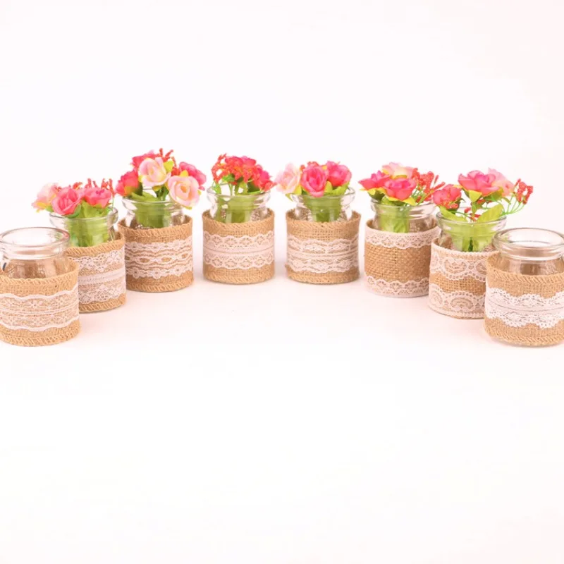 

Hemp cloth with lace trim DIY handmade Christmas ribbon wedding celebration crafts Hemp cloth with lace Various styles