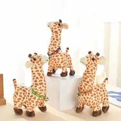Juguetes eléctricos de simulación para niños, jirafa linda, juguetes de peluche para mascotas con música para caminar, juguetes de rompecabezas para niños, regalos de cumpleaños
