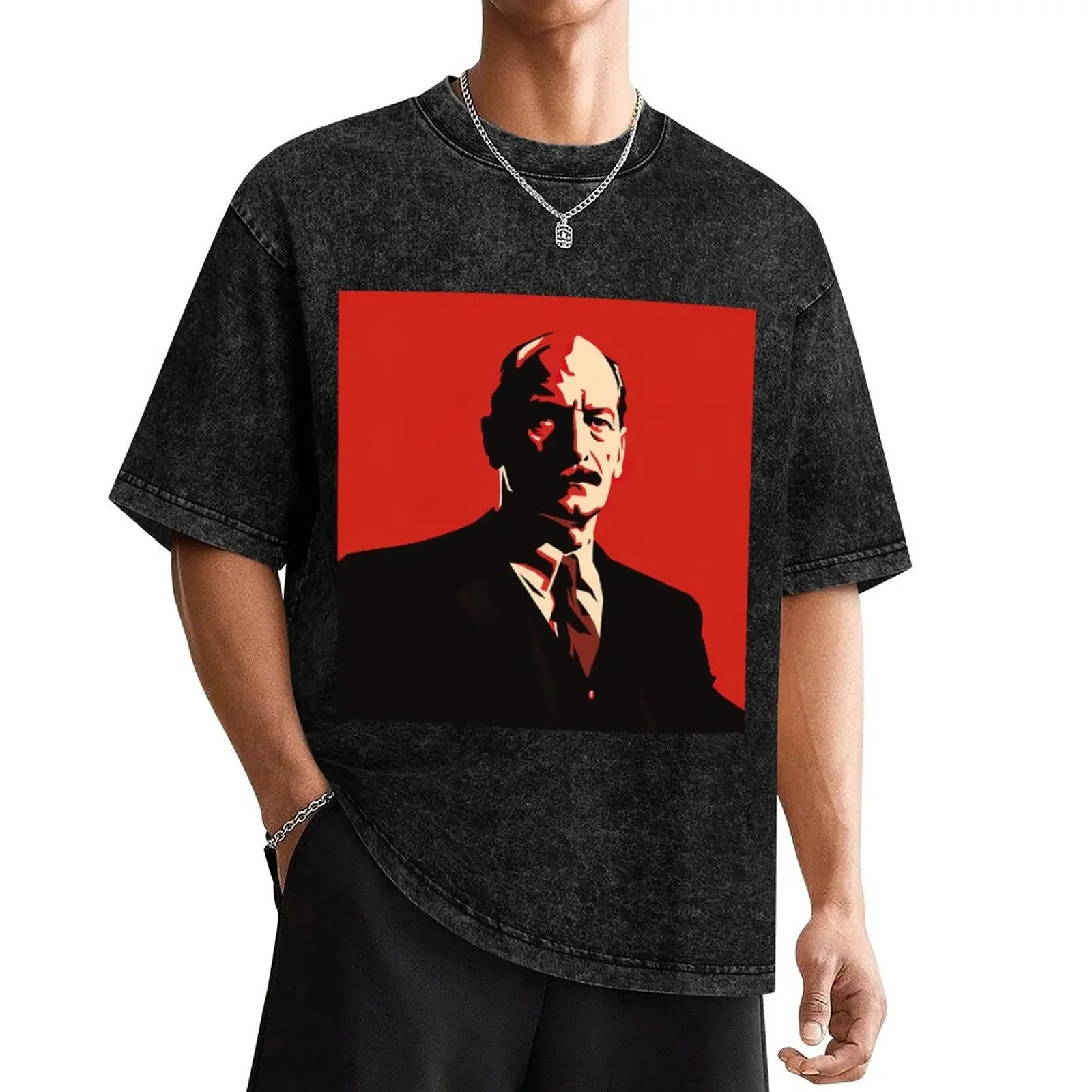 Clement Attlee Red minimalism T-Shirt korean fashion graphic t shirt vintage designer t shirt men