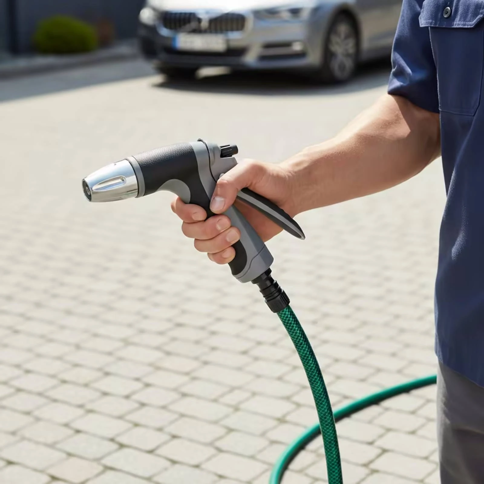 Water Spray with Metal Nozzle Ergonomic Handheld Water Nozzle Sprayer Anti-Slip for Car Detailers, Outdoor Rinsing