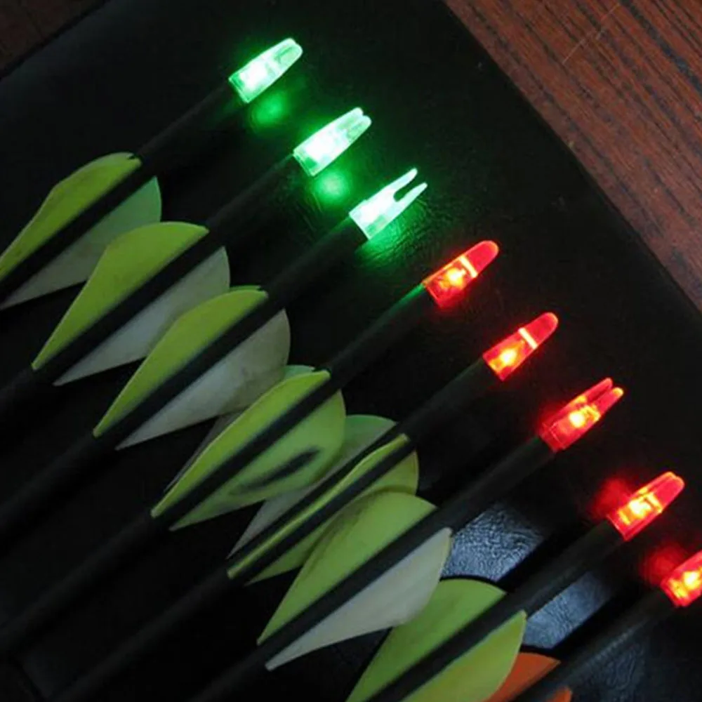 6Pcs LED Lighted Nocks Tail of The Hunting Bow Fit 6.2mm Arrow Shaft Hunting Shooting Luminous Arrow Tail in Night