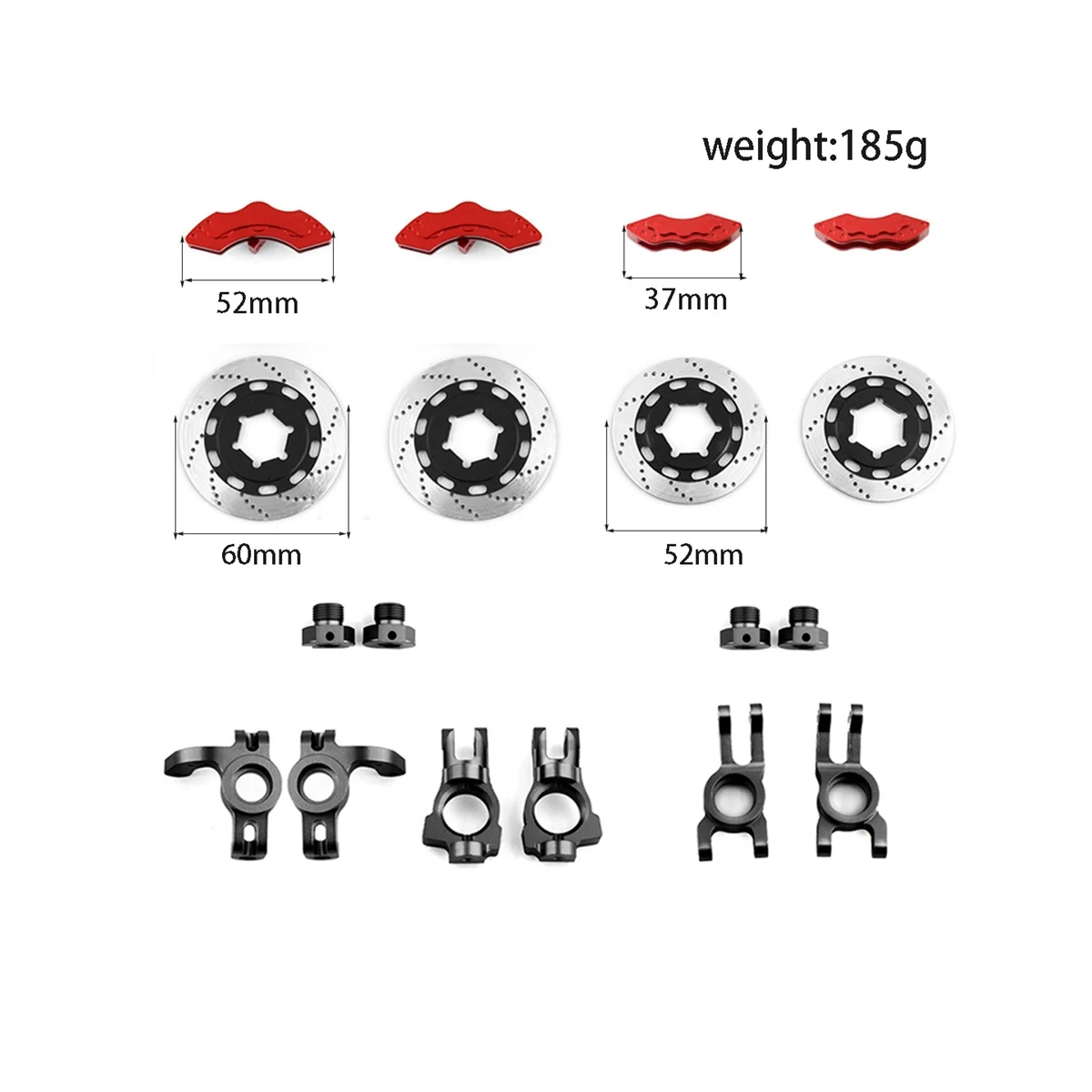 Actualización de pinza de freno de disco de simulación para Kingmotor 1/7, polea C3 E8414 E8415, rojo + marrón