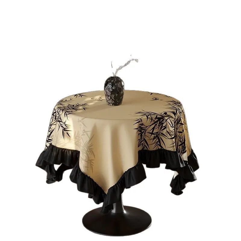 

New Chinese dining table cloth Round coffee table cloth Light luxury high-end fabric Art home atmosphere