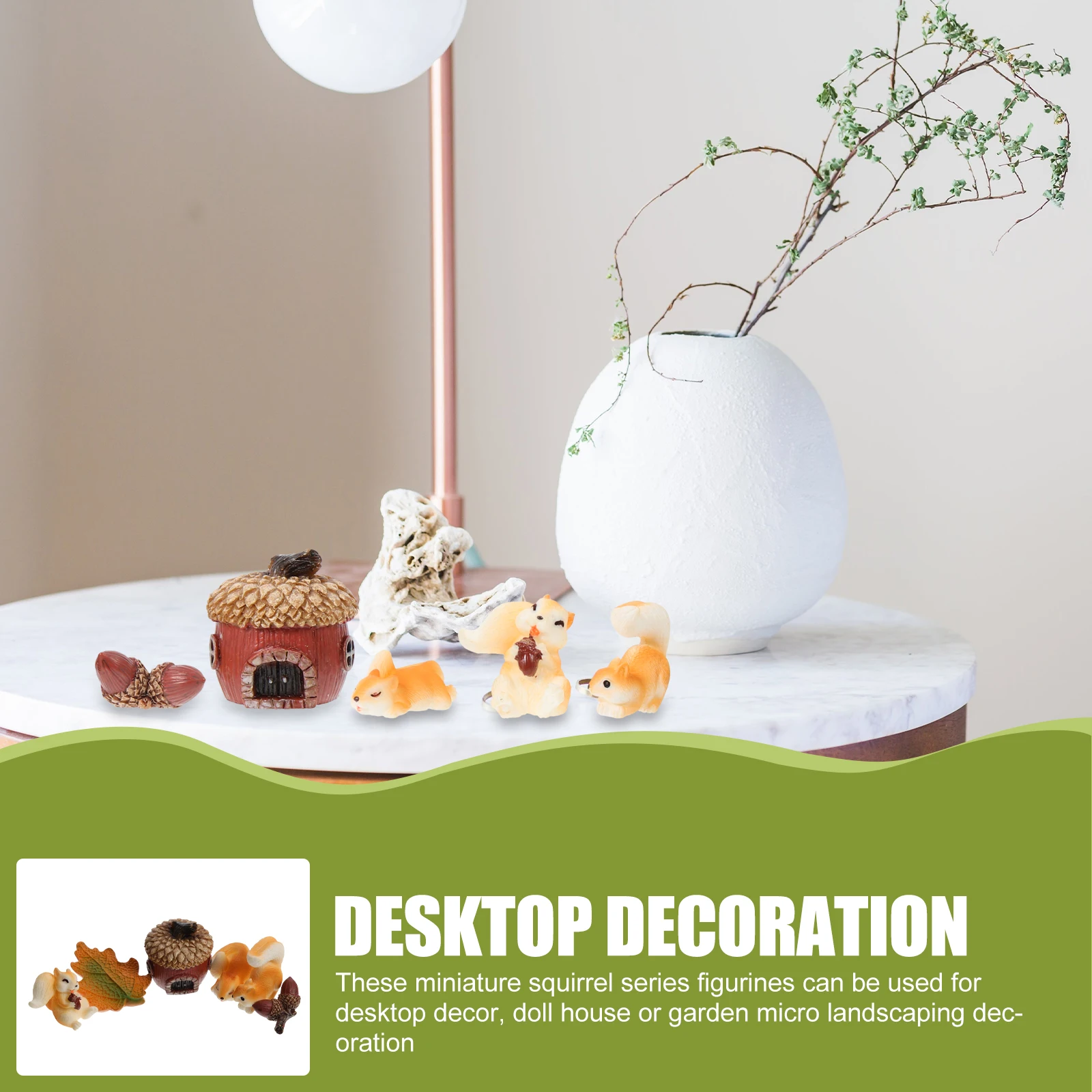 

Mini Squirrel nament Adorable Resin Statue Lovely Figure Decorative Miniature Series Durable Compact Desktop Garden Supply
