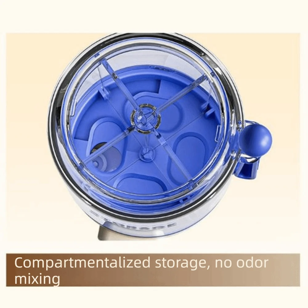 Press Type 4 Grids Pill Organizer Rotating Large Capacity Pill Storage Container Round Anti-Mixing Partition Vitamin Storage Box