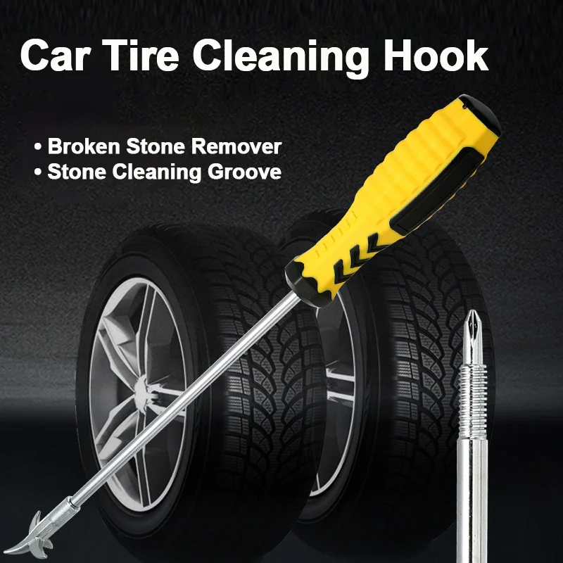 

Car Tire Cleaning Hook Tire Gap Buckle Screwdriver Multifunctional Stone Cleaning Groove Broken Stone Remover Car Repair Tools