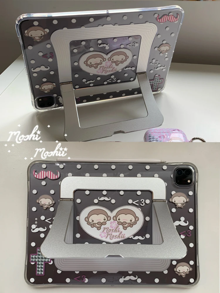 Cute Monkey Polka Dot Slim Case For iPad Air 11 13in M4 M3 M2 Pro11 12.9 13 Air 5 4 10.9'' 10th Cover With Clear Hard Back Shell