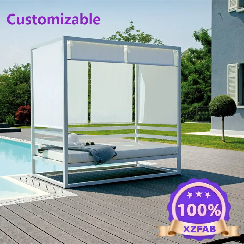 Factory Direct 2026 Royal Garden Outdoor Patio Aluminum Daybed Chair Beach Pool Side Aluminum Double Sun Bed  Lounge Chair