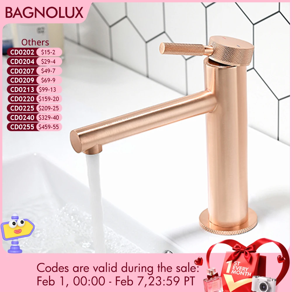 

Brushed Rose Gold Basin Faucet Ceramic Cartridge Brass Sink Tap Deck Mounted Hot And Cold Logo Single Handle Mixer