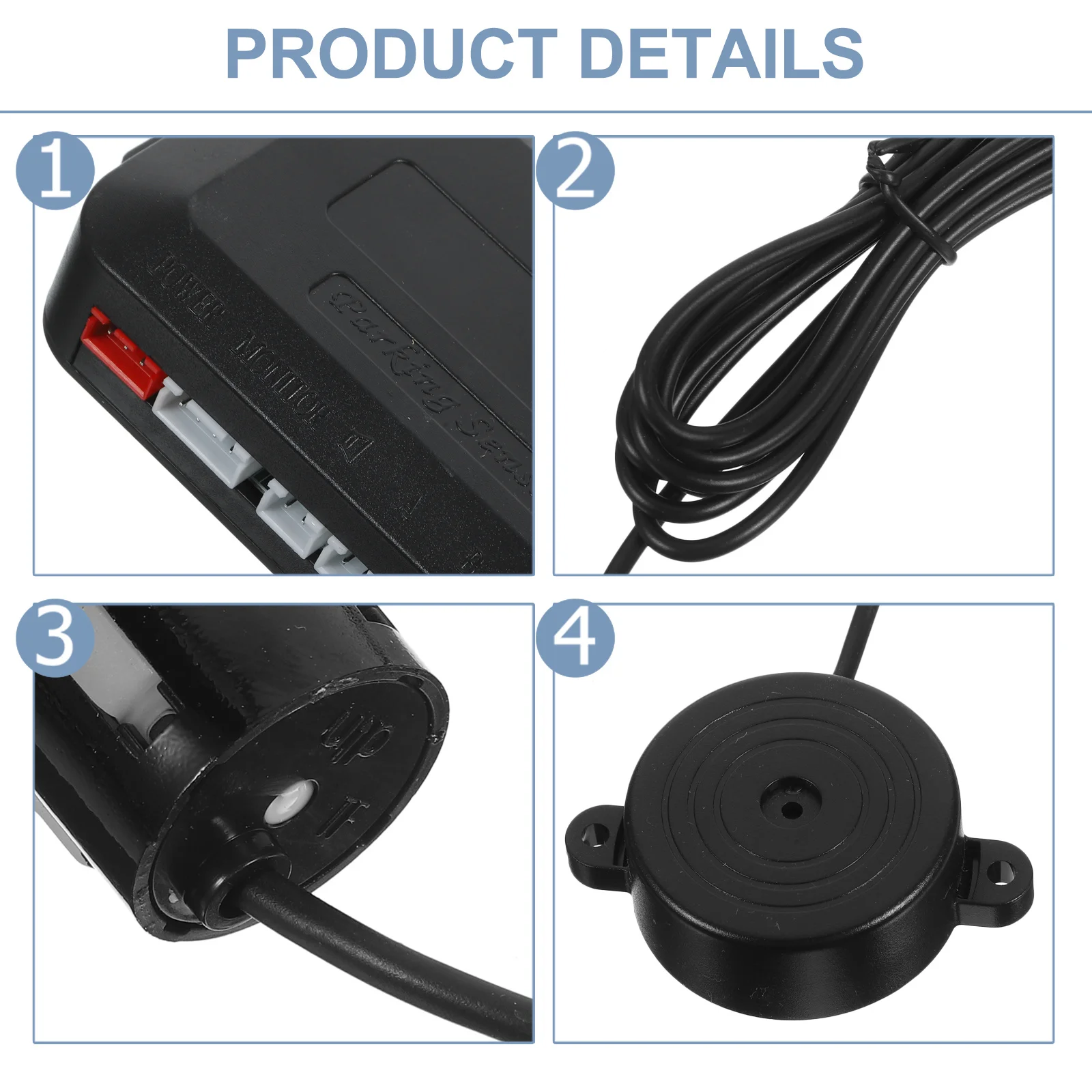 

1 set Car Parking Sensors 4-Sensor System Rear Parking Assistance Backup Warning For Automobiles Durable Enhanced Coverage Black