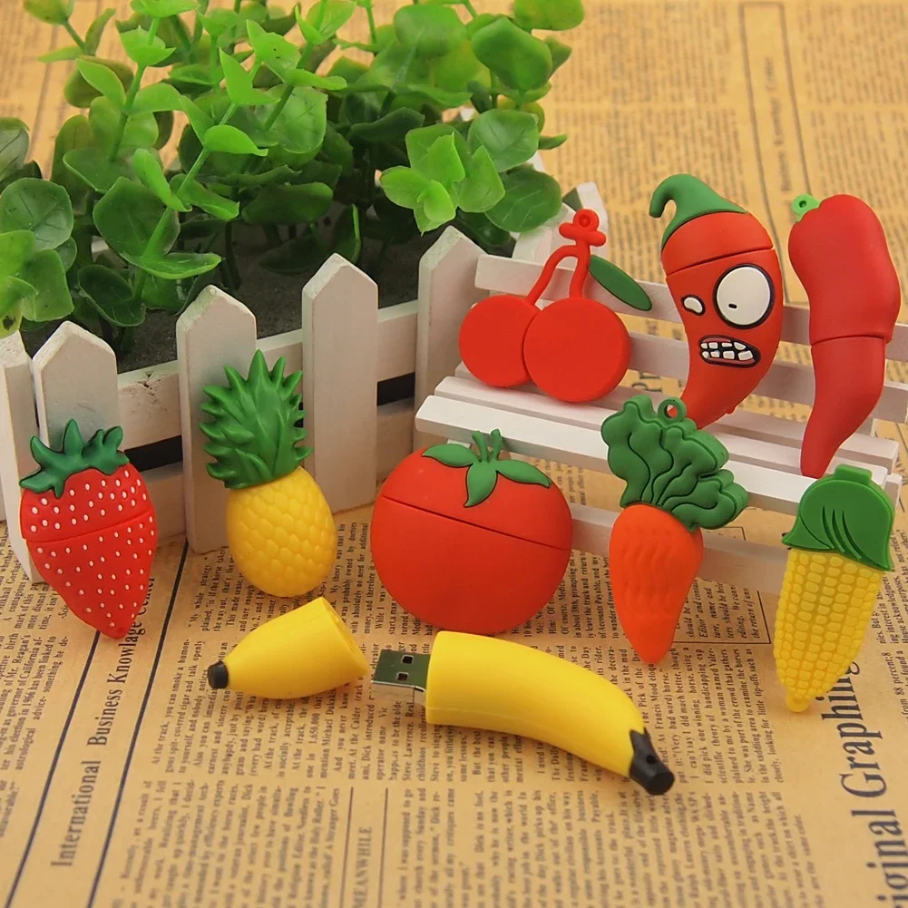 USB Flash Drives Fruit Pen Drive Cute Cartoon U Disk Key Chain Gifts Memory Stick 64GB Green Pendrive 32GB 16GB 8GB 4GB