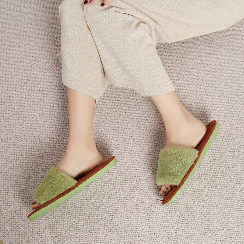 Bebealy Fashion Cozy Women Slippers Winter Warm Flat Slippers For Women Indoor House Furry Women Slippers Warm Plush Women Shoes