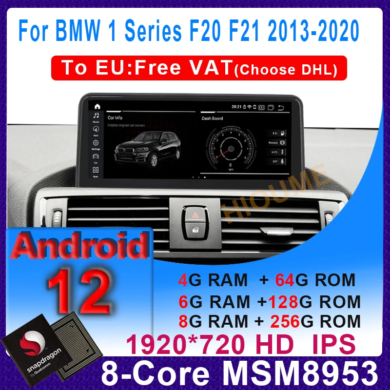 

4G 10.25" Snapdragon Android 12 8G+256G Car Multimedia Player GPS For BMW 1 Series F20 F21 2013-2020 NBT EVO Stereo Carplay AUTO