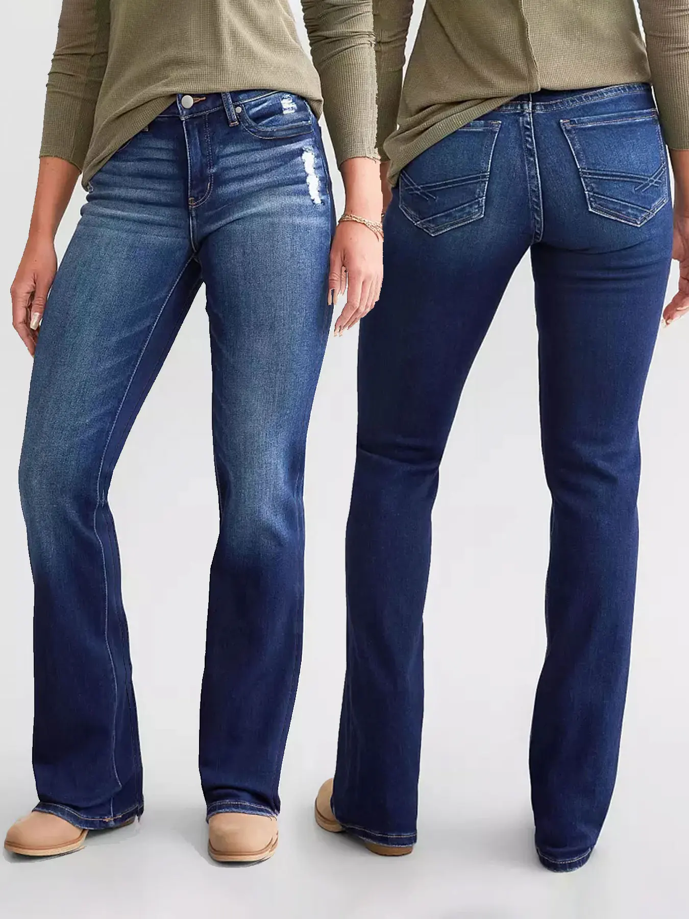 

Женские облегающие джинсы-клеш — сексуальные и моющиеся джинсовые брюки, подчеркивающие фигуру, для стильного образа