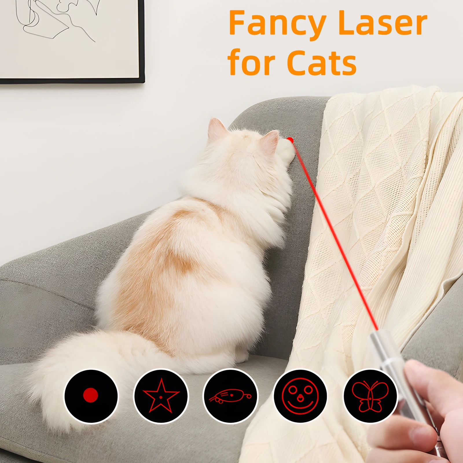 Wolinpet 1PC Cat Laser Toy,Cat Moss Detection Ligh， Long Range 7 Modes Lazer Projection Playpen for Indoor, Dog and Kitten Outdo