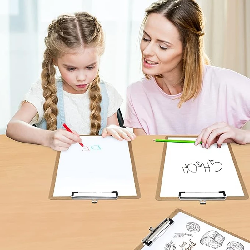 Clips de planche en bois pour bureau et école, dossier plat, porte-menu, presse-papiers, fournitures de salle d'irritation, facile à utiliser, 10 pièces