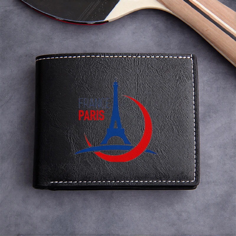 PARIS EIFFEL TOWER DESIGN PU LEATHER MEN'S COMPACT WALLET LIGHTWEIGHT DURABLE BUSINESS STYLE HIGH END FINISH