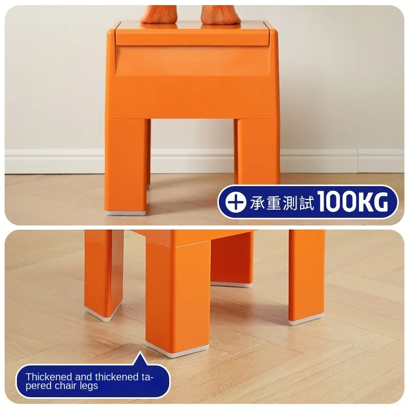 Folding Storage Stool Portable Solid Color Plastic Stool Simple Children\'s Living Room Bedroom Decorative Ottomans Furniture