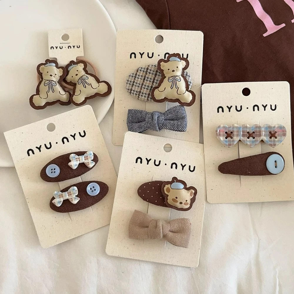 

2/3pcs Cute Cartoon Bear Children's Hairpins Baby Girls BB Clips Fabric Bow Bangs Clip Kids Hair Clips Headwear Hair Accessories