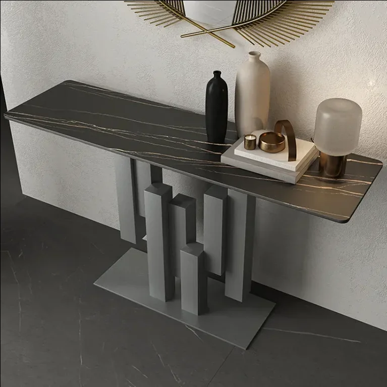 High Quality Fashion Modern Royal Black Marble Entrance Console Table