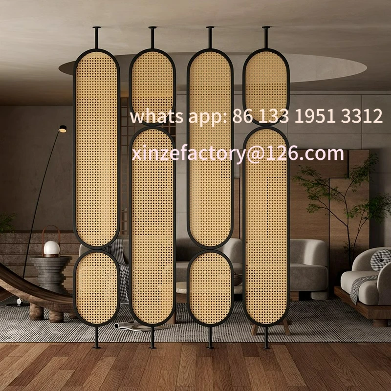 

Customizable screen partition rattan solid wood background wall