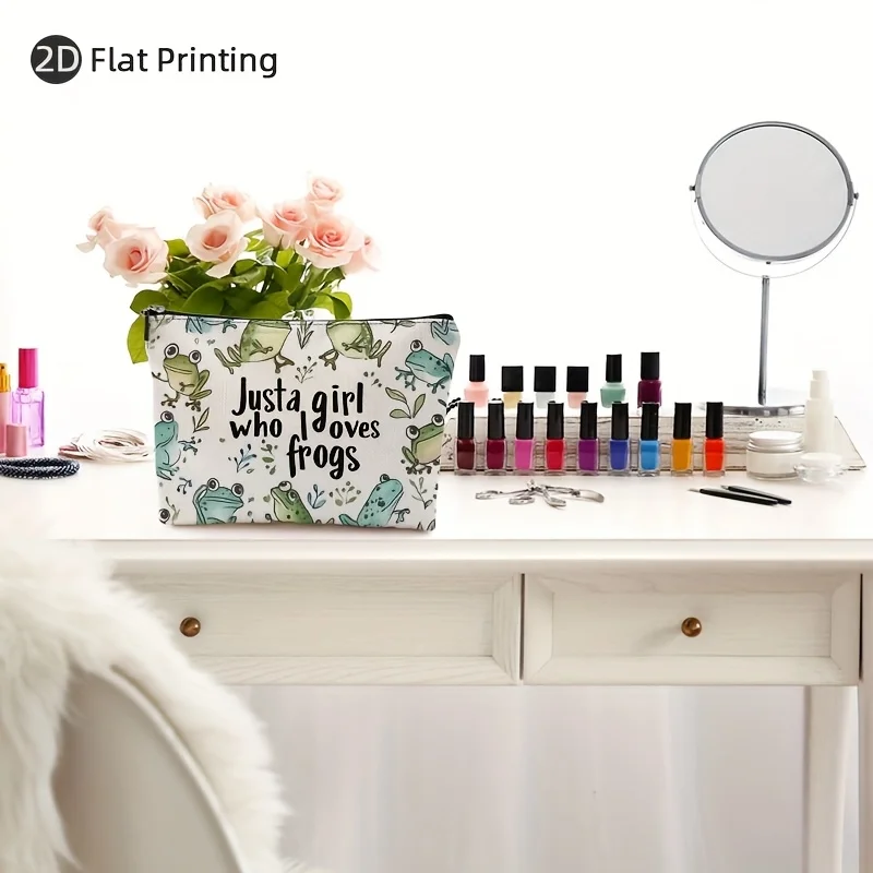 カエル王子の化粧バッグ - 多機能ジッパーポーチ、ジュエリー収納バッグ、旅行に最適なジッパー付き小型収納バッグ。