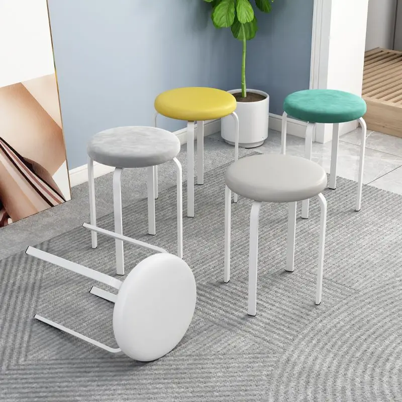 

Nordic Round Bench Home Living Room Stackable Small Benches Soft Sitting Stools Restaurant Dining Table Simple Iron Ottomans ins