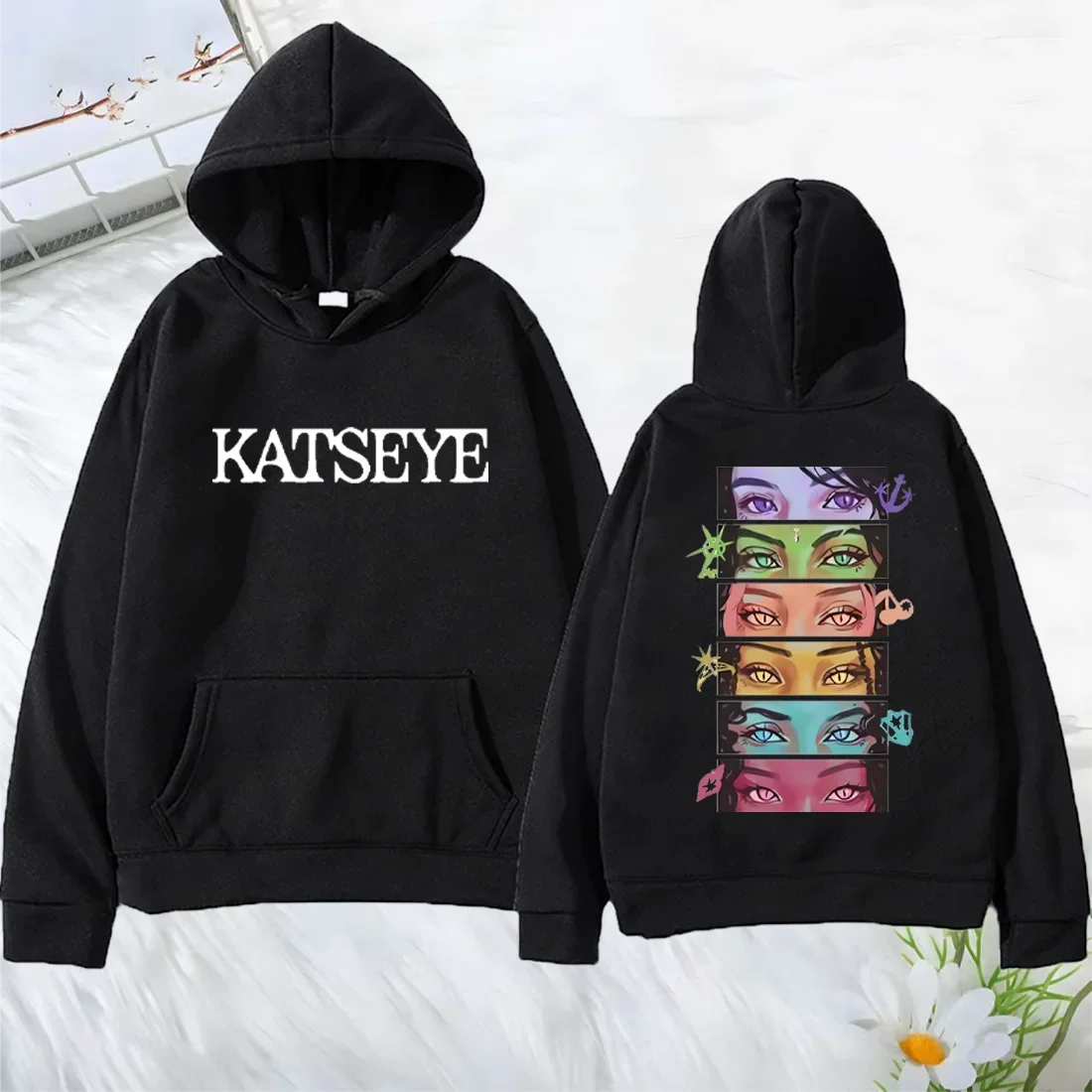 Korean Girl Group KATSEYE Graphics Hoodie Men Women's Manga Style Vintage Fashion Streetwear Long Sleeve Fleece Sweatshirts