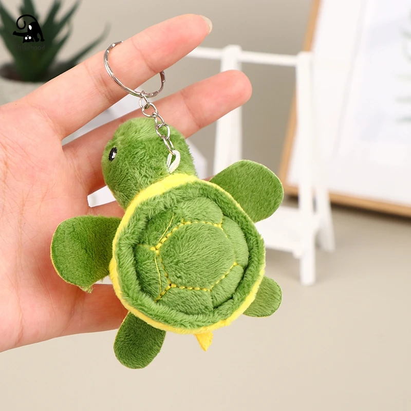 10CM Cute Turtle Mini Keychain Plush Stuffed Toys Tortoise Cartoon Dolls Soft Animal Pendant Bag Ornaments Decor Kid Girl Gifts