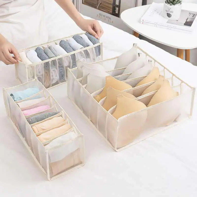 Underwear Storage Box Socks Organizer Drawer Storage Separate Box Wardrobe Clothes Pants Division Multigrid Drawer