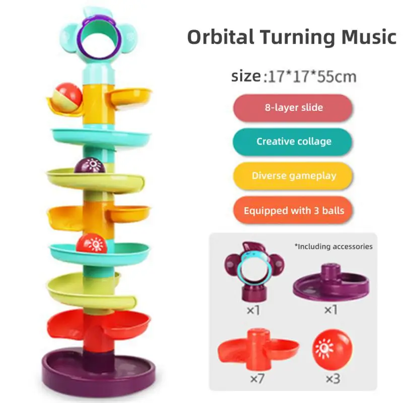 Development Educational Toys Toy Stack Toddler 3/5/8 Layer Ball Drop And Roll Swirling Tower For Baby Track Sliding Ball Tower