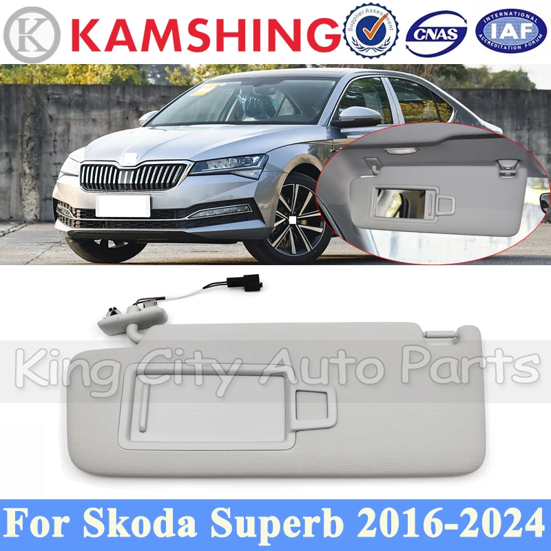 

CAPQX Серый солнцезащитный козырек для Skoda Superb 2016-2024 Солнцезащитный козырек с зеркалом для макияжа Передний солнцезащитный козырек