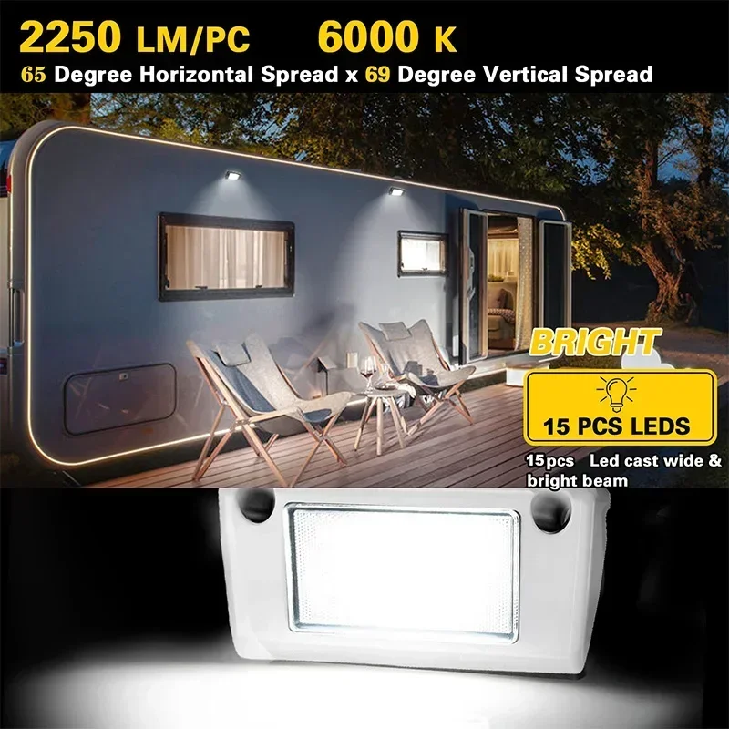 5 Inch Awning Lights Trailers Campers Porch Utility Lighting 3000K/6300K Flood Led for 12V for RVs Campers Trucks Boats Caravans