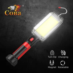 Światło robocze Led cob floodlight 8000 lm lampa akumulatorowa użyj 2*18650 bateria led przenośne światło magnetyczne hak na zaczep wodoodporny