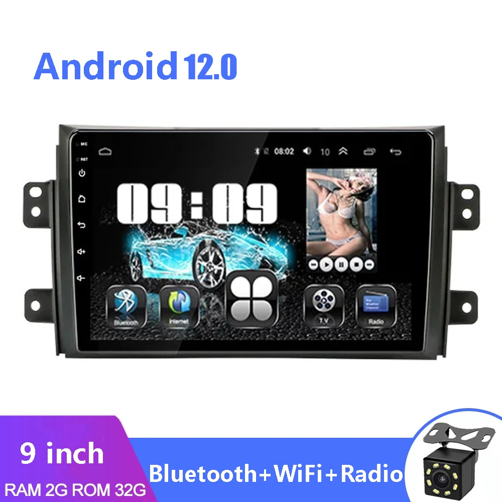 

Android 12.0 2 din Car Radio Multimedia Video Player For Suzuki SX4 SX 4 2006 2007 2008 2009 2010 2011 2012 2013 2014 With frame