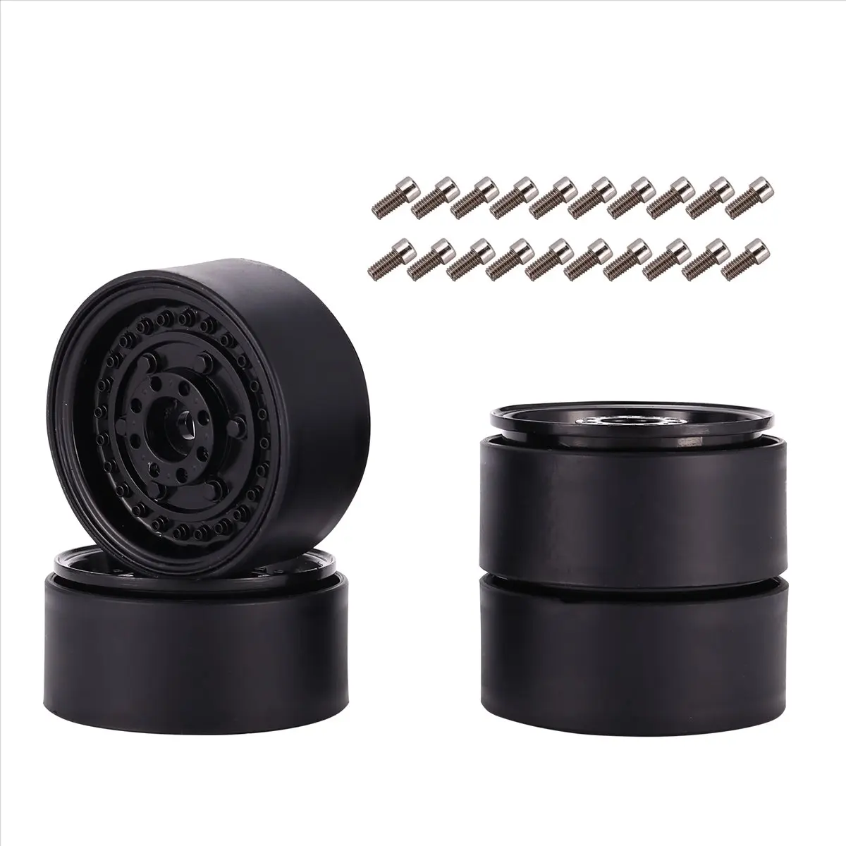 【CYBER MONDAY】4Pcs Metal 1.9Inch Beadlock Wheel Rim Hub for 1/10 Rc Crawler Car Scx10 90046 Trx4 D90 ,Black