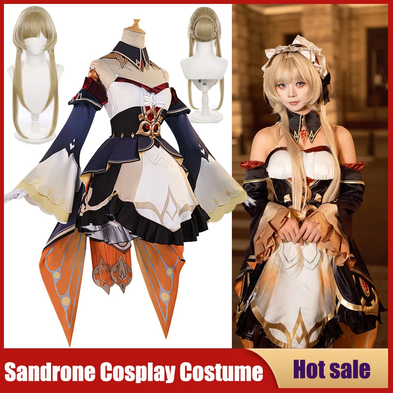 

Game Genshin Impact Cosplay Costume Anime Adventurers Marionette Sandrone Dress Wig Crinoline Carnival Party Women Girls Uniform