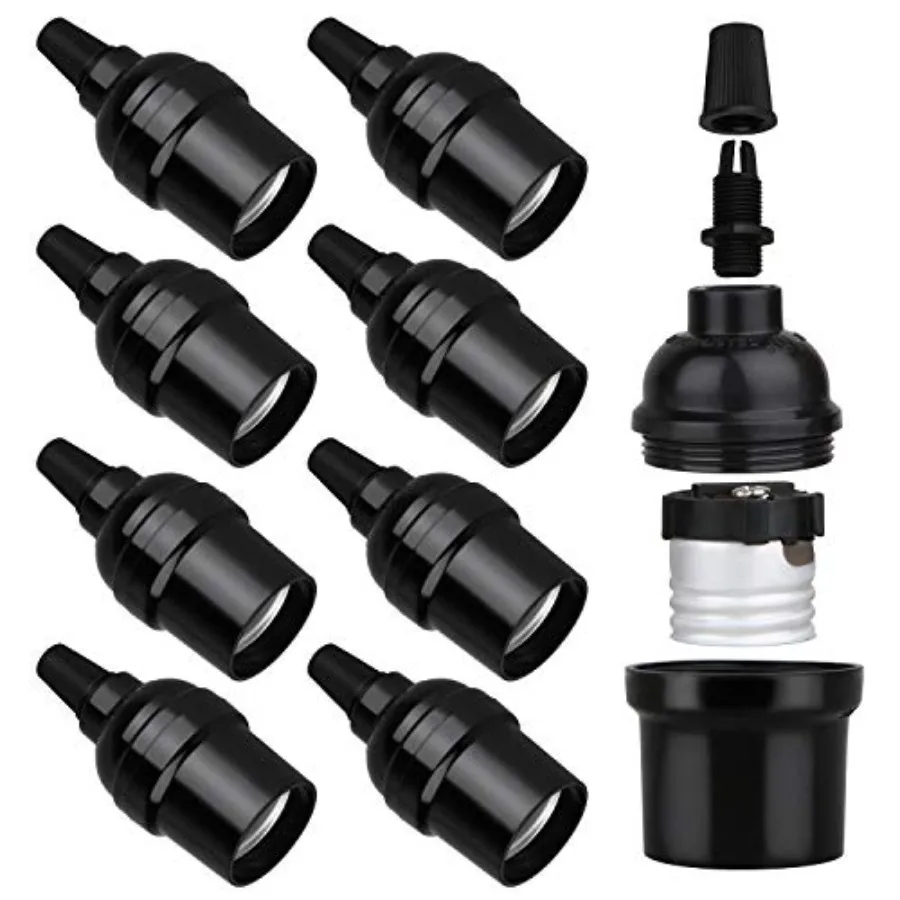 E26 E27 Light Sockets, 8 Packs Edison Period Retro Style Pendant Lamp Holder, Replacement DIY Pendant E26 Medium Base Screw Lig